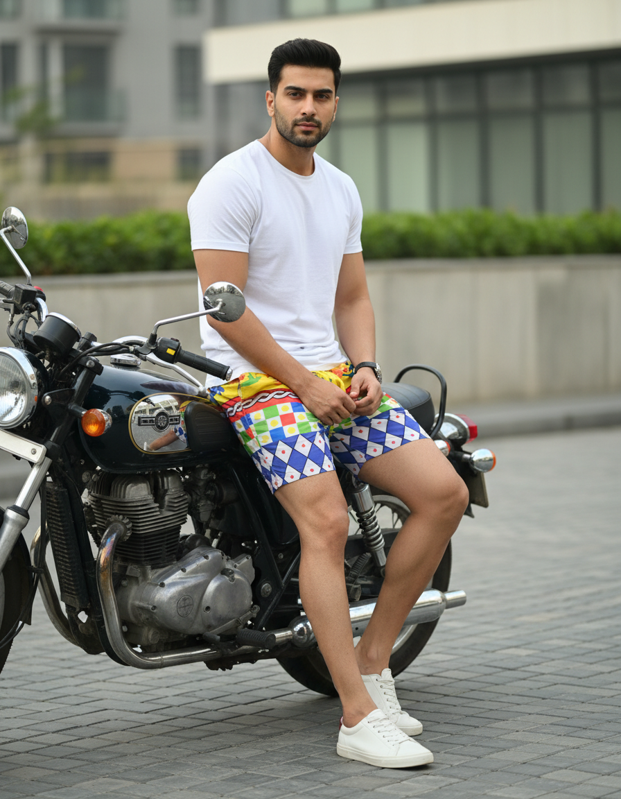 Men's Organic Cotton Shorts - Dots With Blocks (Pack of 1)