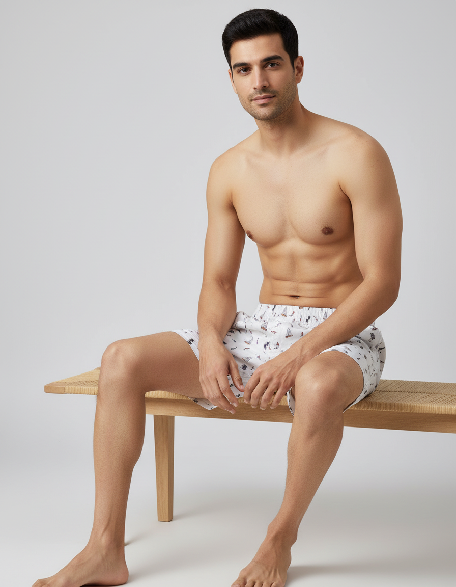 Men's Organic Cotton Boxers - Boats on Sea & Cheeta the Wild (Pack of 2)