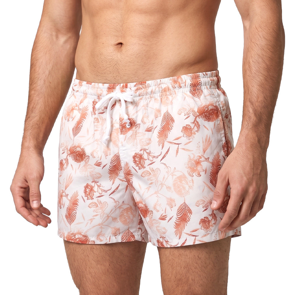 Rust Flower on White-Men's Organic Cotton Shorts