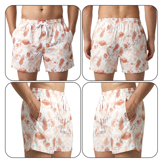 Rust Flower on White-Men's Organic Cotton Shorts
