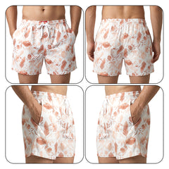Rust Flower on White-Men's Organic Cotton Shorts