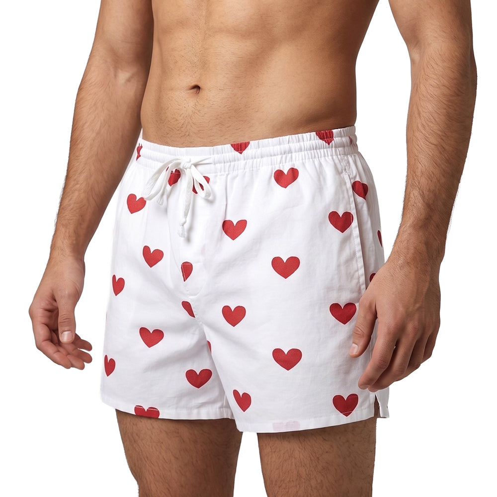 Hearts on White-Men's Organic Cotton Shorts