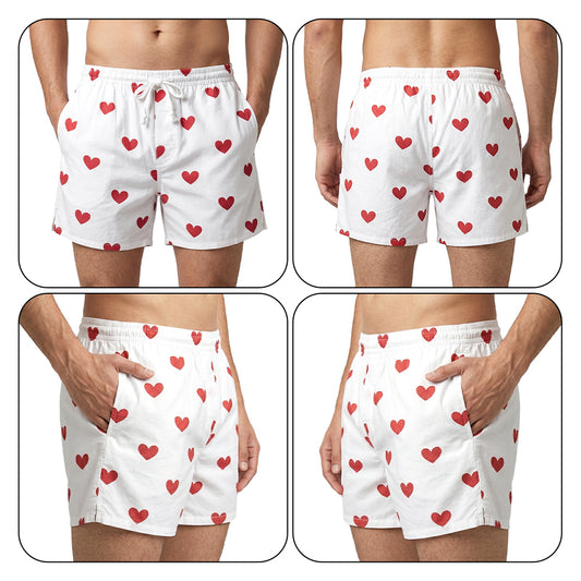 Red Skulls & Hearts on White (Pack of 2)-Men's Organic Cotton Shorts