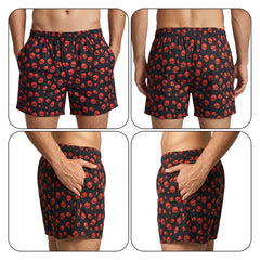 Red Skulls & Hearts on White (Pack of 2)-Men's Organic Cotton Shorts