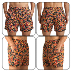 Multiclour circle & Semi red prints(Pack of 2)-Men's Organic Cotton Shorts