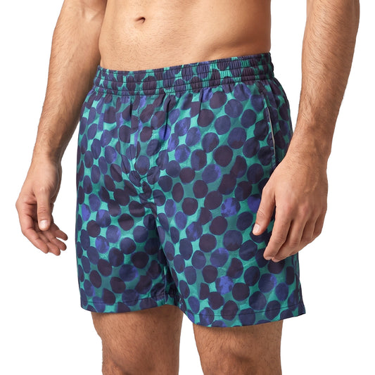 Navy dots on green- Men's organic cotton shorts