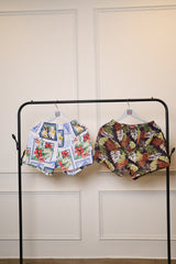 leaf & red floral print (Pack of 2)-Men's Organic Cotton Shorts