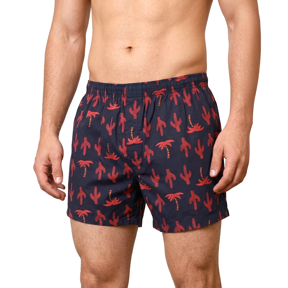 Red and black print- Cotton Organic Shorts