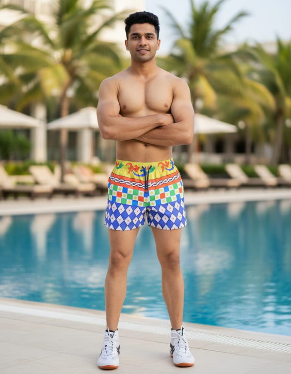 Men's Organic Cotton Shorts - Dots With Blocks (Pack of 1)