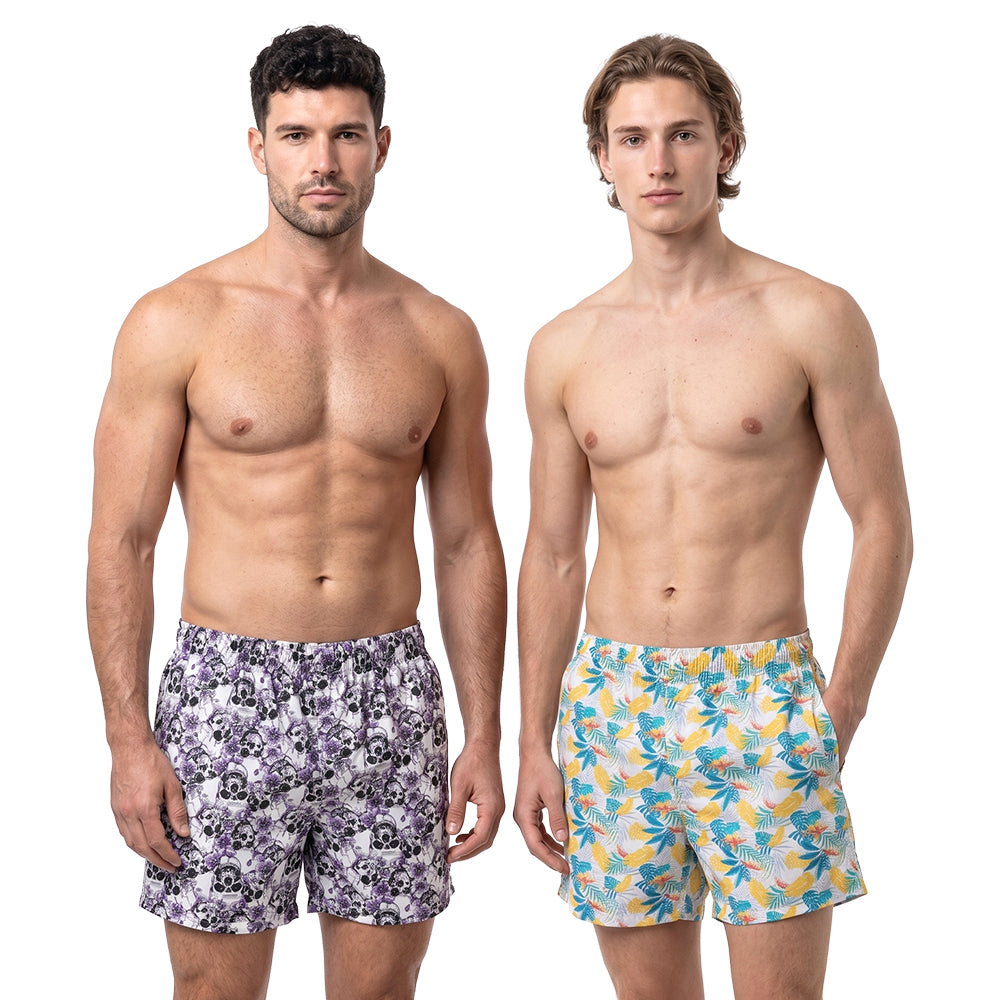 Kara Kartallar & Blue flowy (Pack of 2)-Men's Organic Cotton Shorts