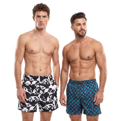 Kara Kartallar & Navy Dots on Green (Pack of 2)-Men's Organic Cotton Shorts