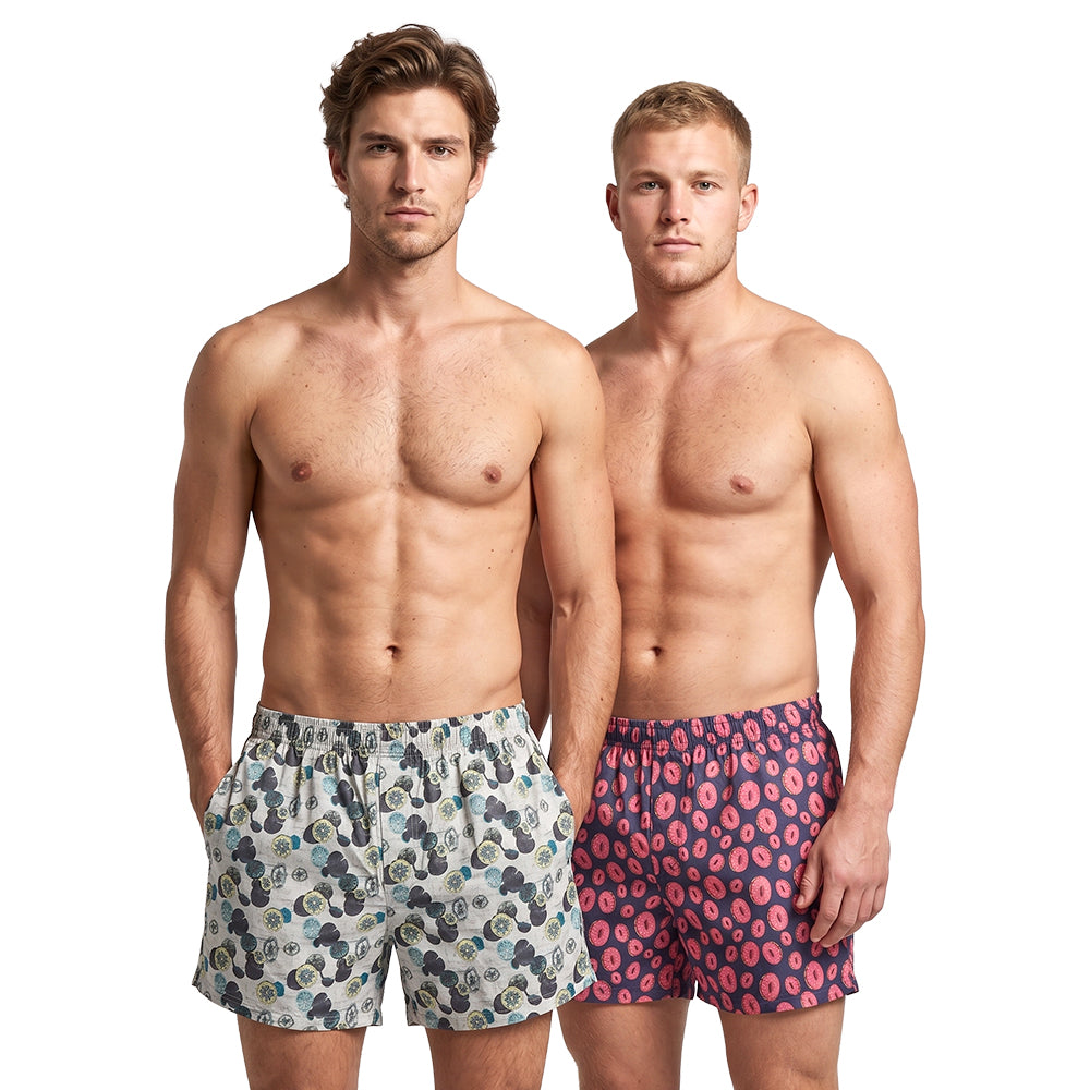 Donuts & Circles on Grey (Pack of 2)-Men's Organic Cotton Shorts