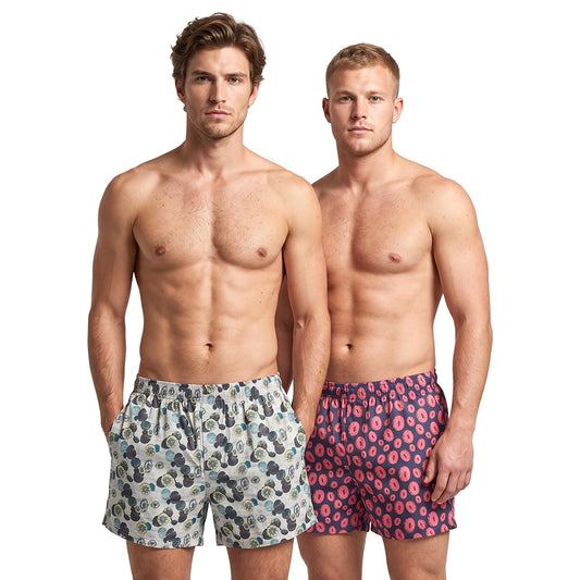 Donuts & Circles on Grey (Pack of 2)-Men's Organic Cotton Shorts
