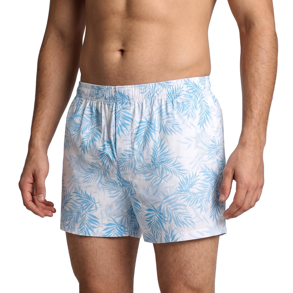 Blue white floral print- Cotton Organic Shorts