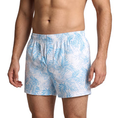 Blue white floral print- Cotton Organic Shorts