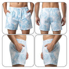 Blue white floral print- Cotton Organic Shorts