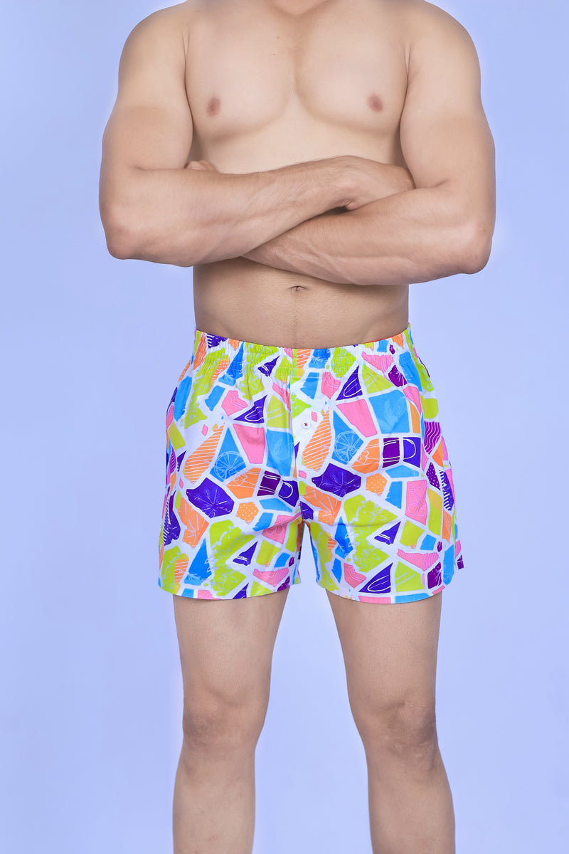 Men's Organic Cotton Boxers - Multi Colours blocks & Love on Red (Pack of 2)