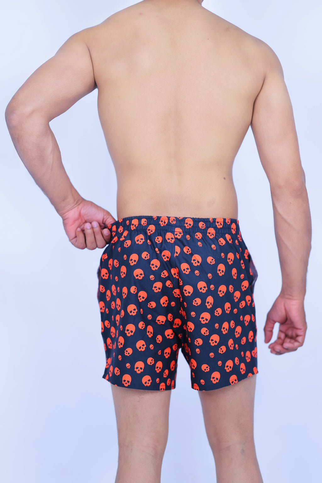 Men's Organic Cotton Shorts - Red Skulls & Hearts on White (Pack of 2)