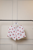 Men's Organic Cotton Shorts - Red Skulls & Hearts on White (Pack of 2)