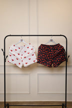 Men's Organic Cotton Shorts - Red Skulls & Hearts on White (Pack of 2)