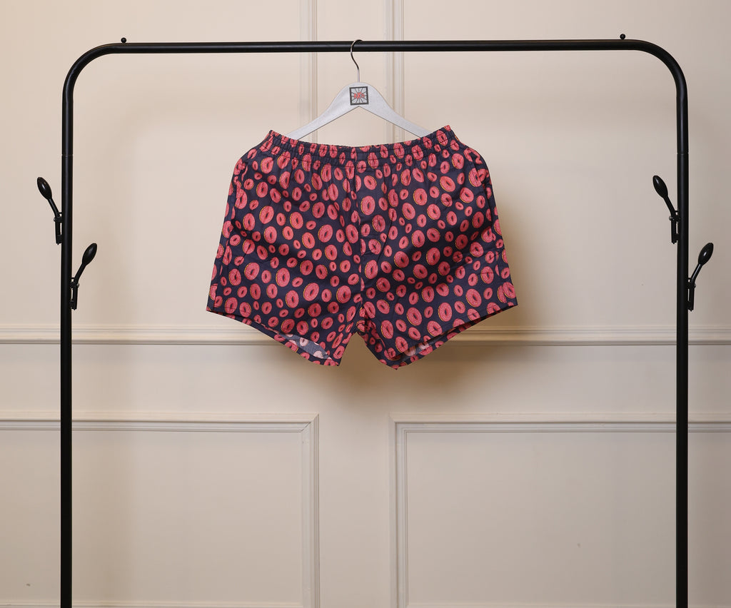 Men's Organic Cotton Shorts - Donuts & Circles on Grey (Pack of 2)