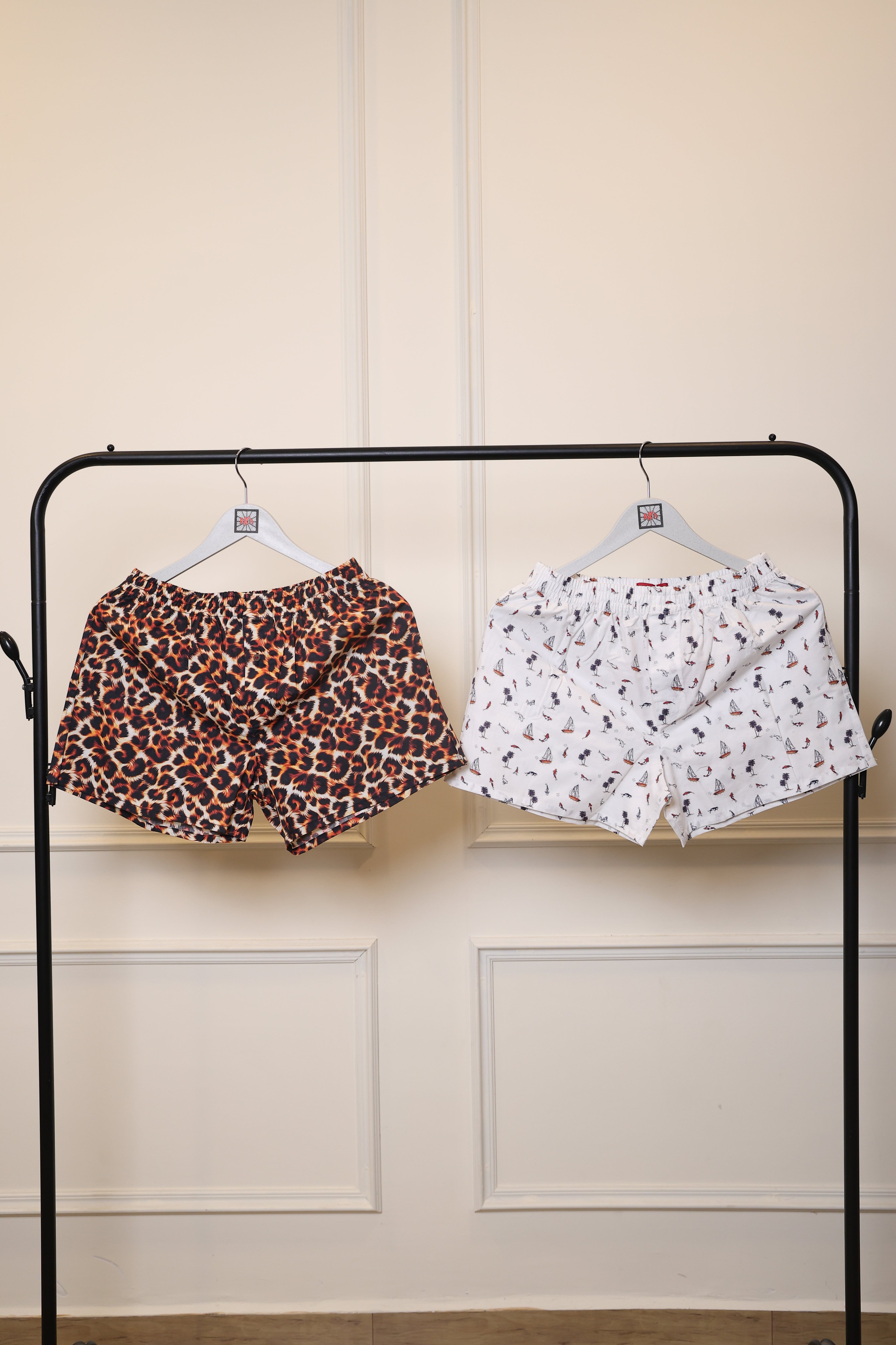 Men's Organic Cotton Boxers - Boats on Sea & Cheeta the Wild (Pack of 2)