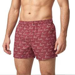 Love on Red-Men's Organic Cotton Boxers