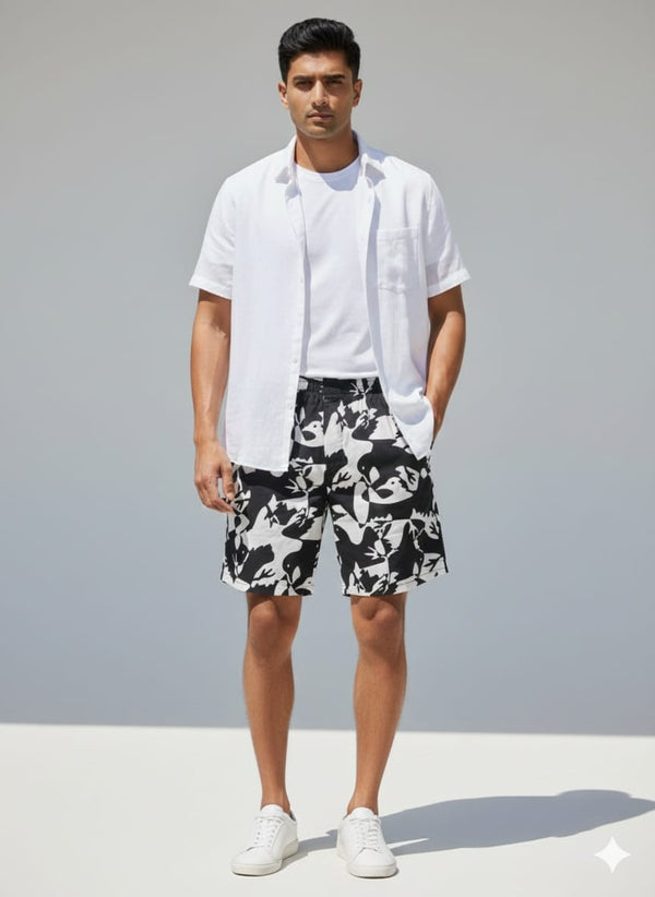 Men's Organic Cotton Shorts - Kara Kartallar & Navy Dost on Green (Pack of 2)